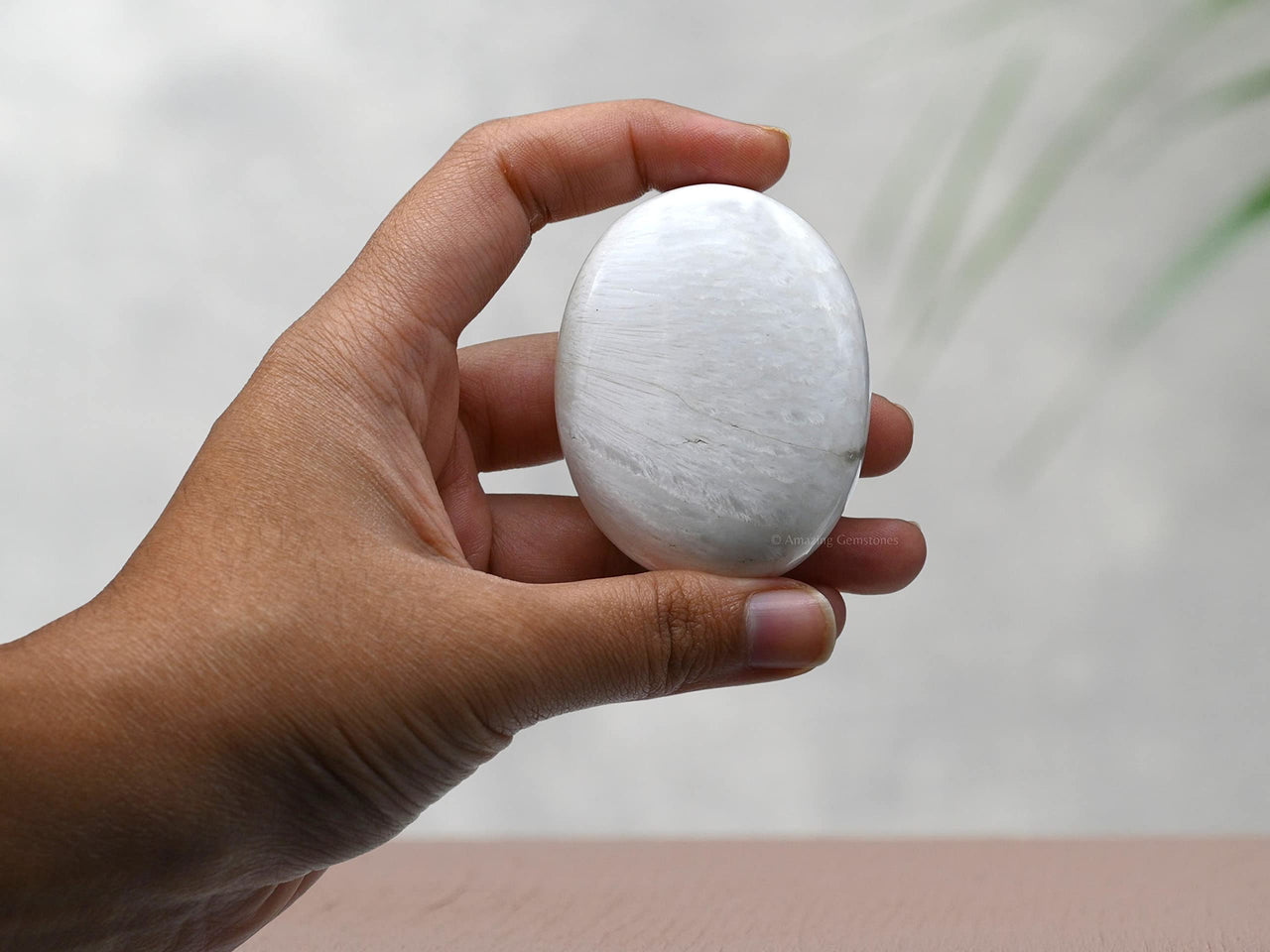 Scolecite Large Palm Stone - Pocket Massage Worry Stone for Natural Body Chakra Balancing, Reiki Healing and Crystal Grid Scolecite - Large
