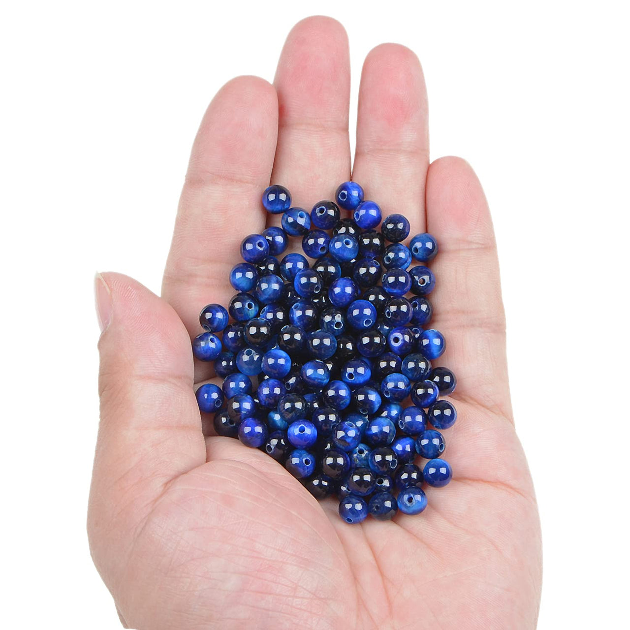 Bymitel 210pcs Natural Crystal Beads Stone Gemstone Round Energy Healing Loose Beads with Stretch Cord for Jewelry Making Bracelets Anklets (Blue Tiger's  Eye, 6mm 210pcs) Blue Tiger's  Eye