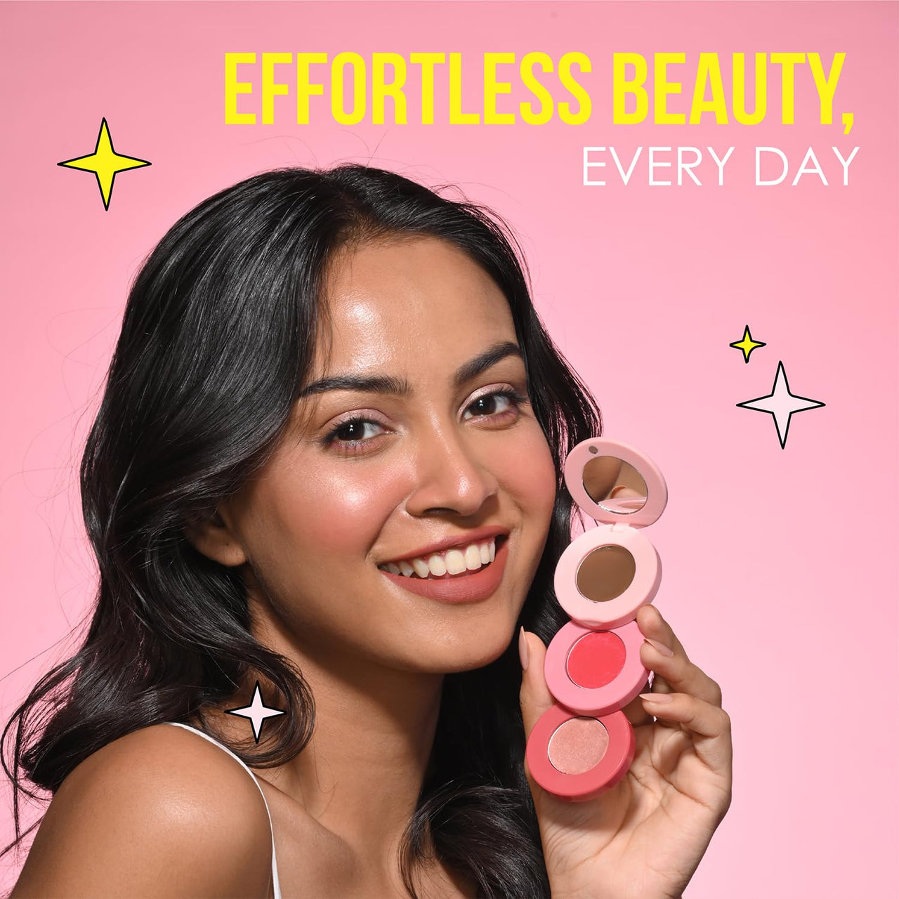 Blue Heaven Stack & Slay Multi Task Trio Countor, Blush & Highlighter For Face Makeup Fights Skin Aging, Nourishing & Moisturizing, Sunshine Light 5.4g