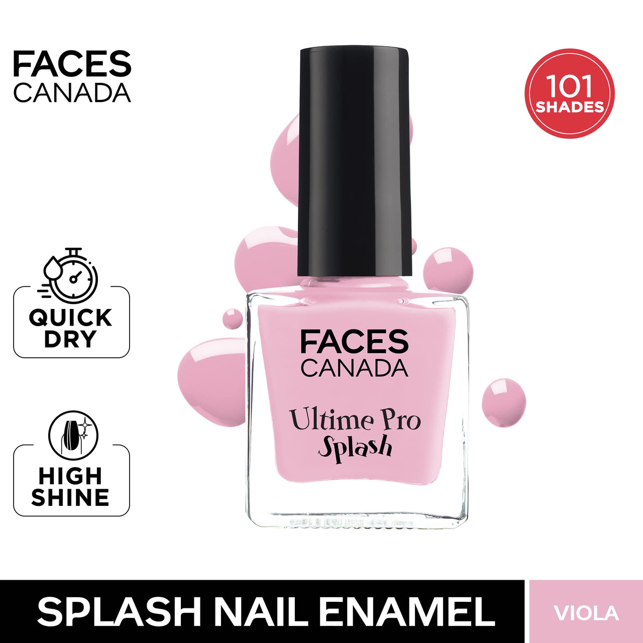 Facescanada Magnet Liquid Eyes Kajal, Waterproof, 24Hrs Long Stay, Smudgeproof, Almond Oil & Vit E Enriched, One Stroke Smooth Glide, Black 0.35G & Faces Splash Glossy Nail Enamel, Viola 41, 8 Ml