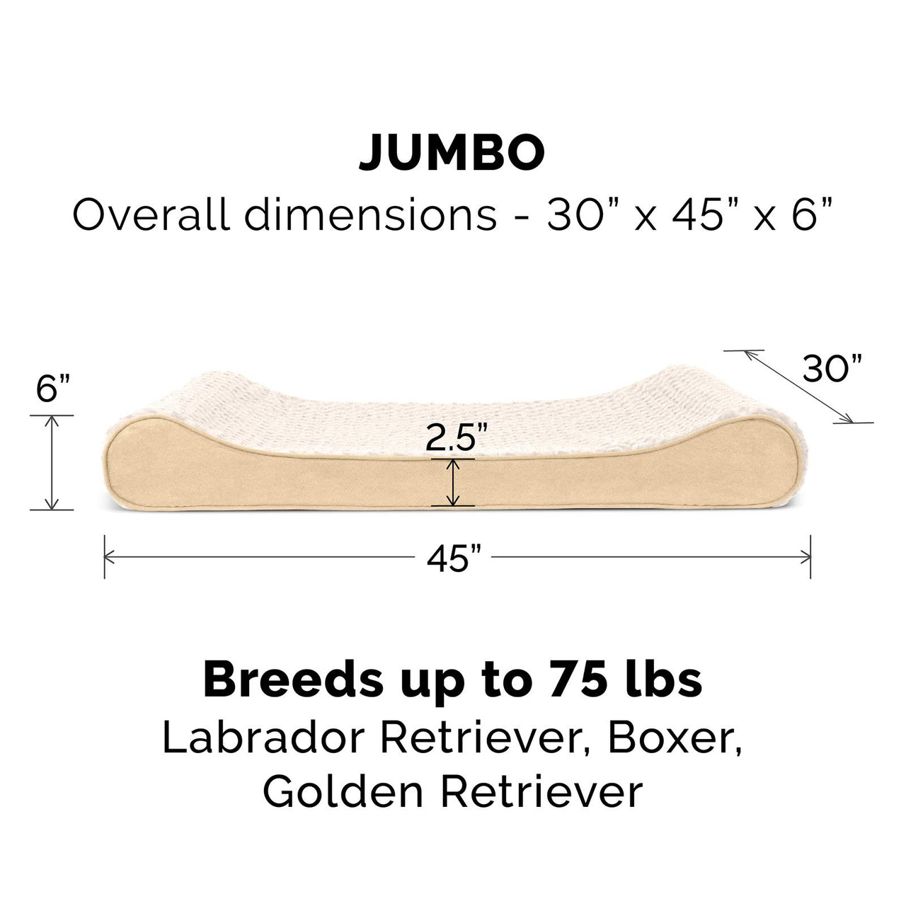 Furhaven Replacement Dog Bed Cover Ultra Plush Faux Fur & Suede Contour Luxe Lounger, Machine Washable - Cream, Jumbo (X-Large) Ultra Plush (Cream) 45.0"L x 30.0"W x 0.3"Th Cover Only