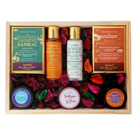 NYASSA Premium Bath and Body Treats Wooden Gift Set for Women & Men | Wooden Gift Box To Pamper Your Loved Ones | Perfect for Every Occasion | Pack of 7