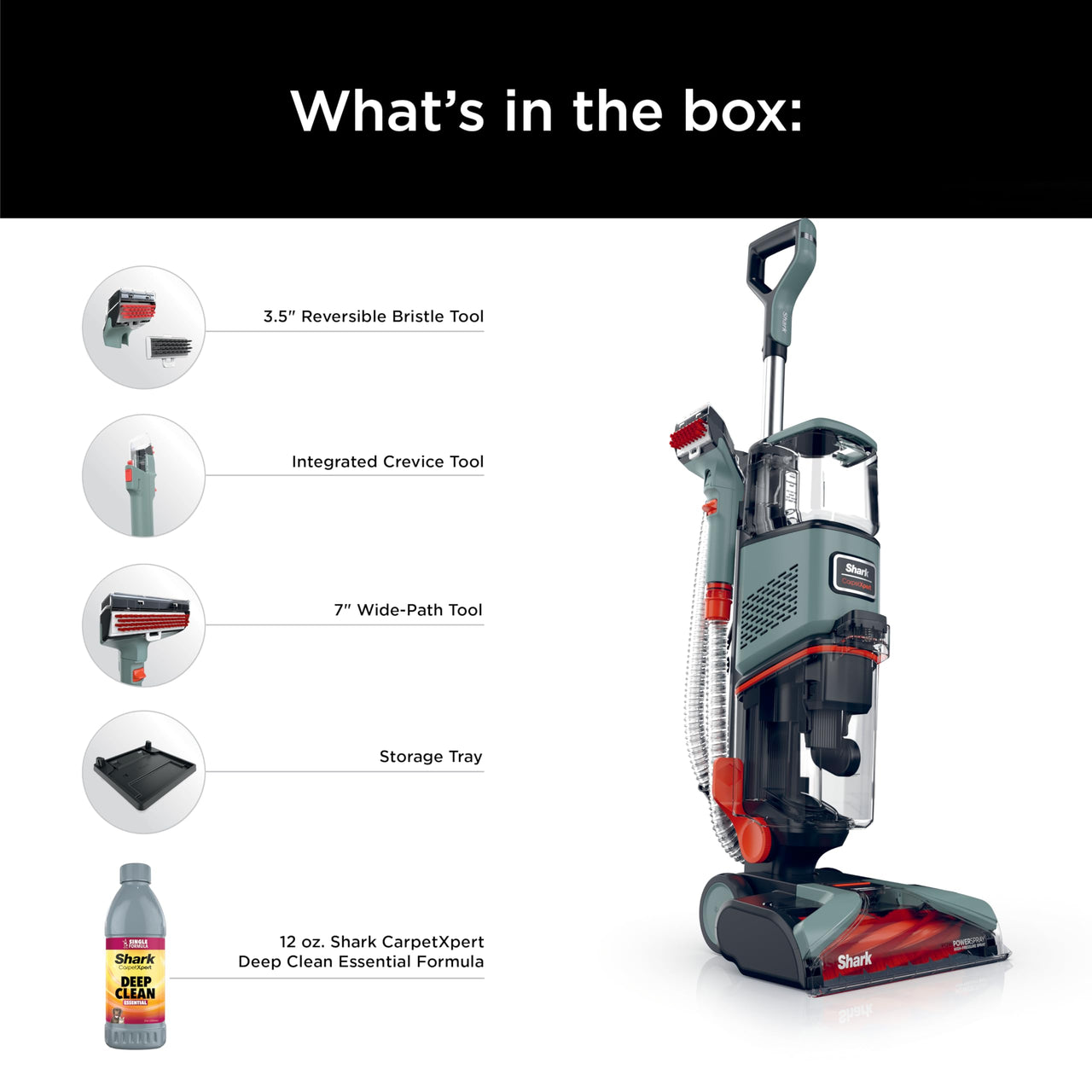 Shark EX201 CarpetXpert Upright Carpet, Area Rug & Upholstery Cleaner with StainStriker, Built-in Spot & Stain Cleaner, Perfect for Pets, Deep Cleaning & Tough Stain Removal, Carpet Shampooer, Cyan Shark CarpetXpert with StainStriker