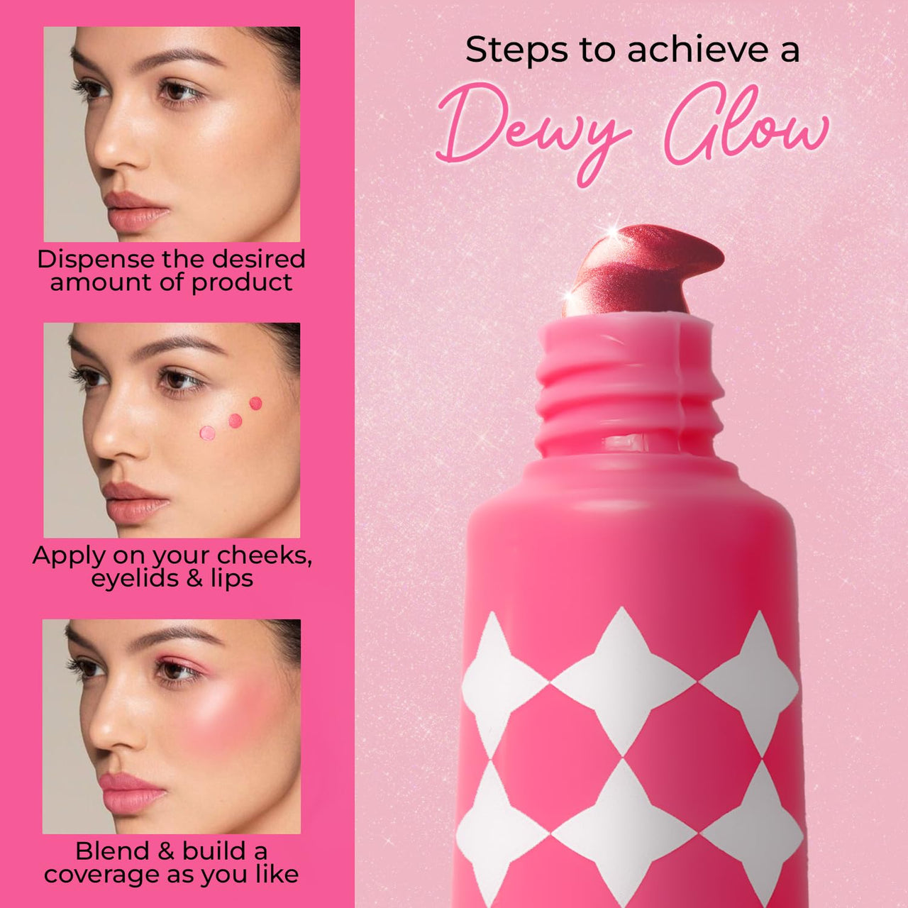 Just herbs Halo Glow Drop Blush Mango Butter + Rice Starch, Weightless Creamy Liquid Blush 10 ml (Strawberry Dip)