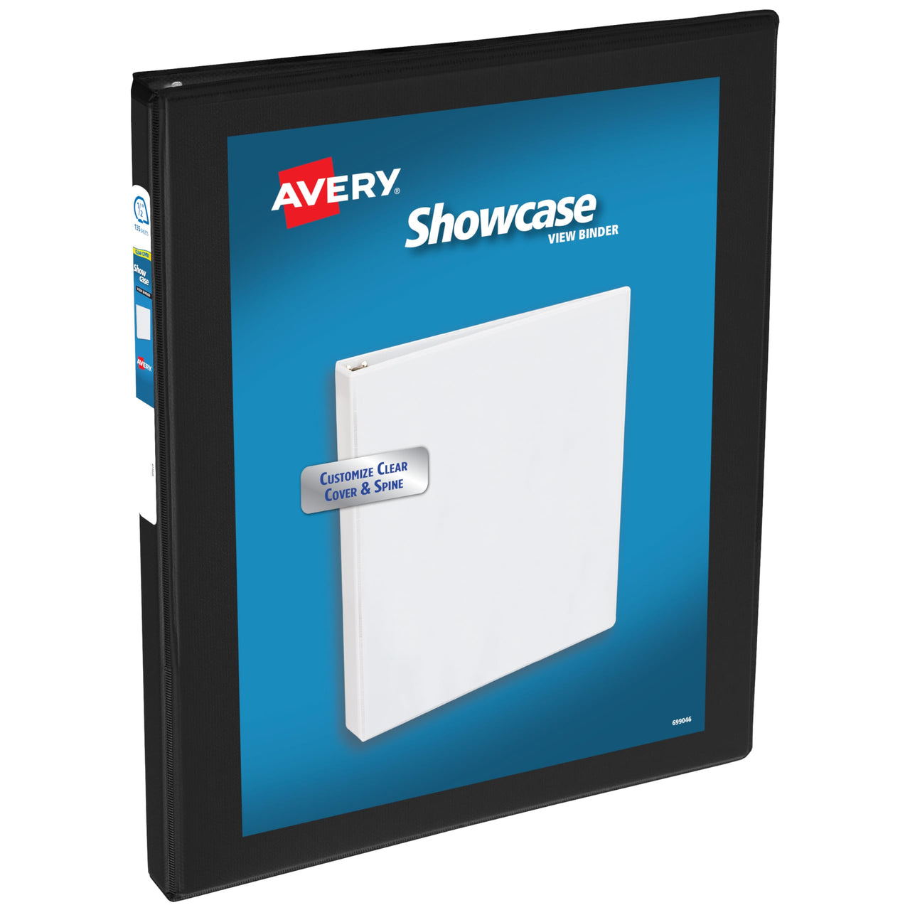 Avery Economy Showcase View 3 Ring Binder, 0.5" Round Rings, 1 Black Binder (19550)