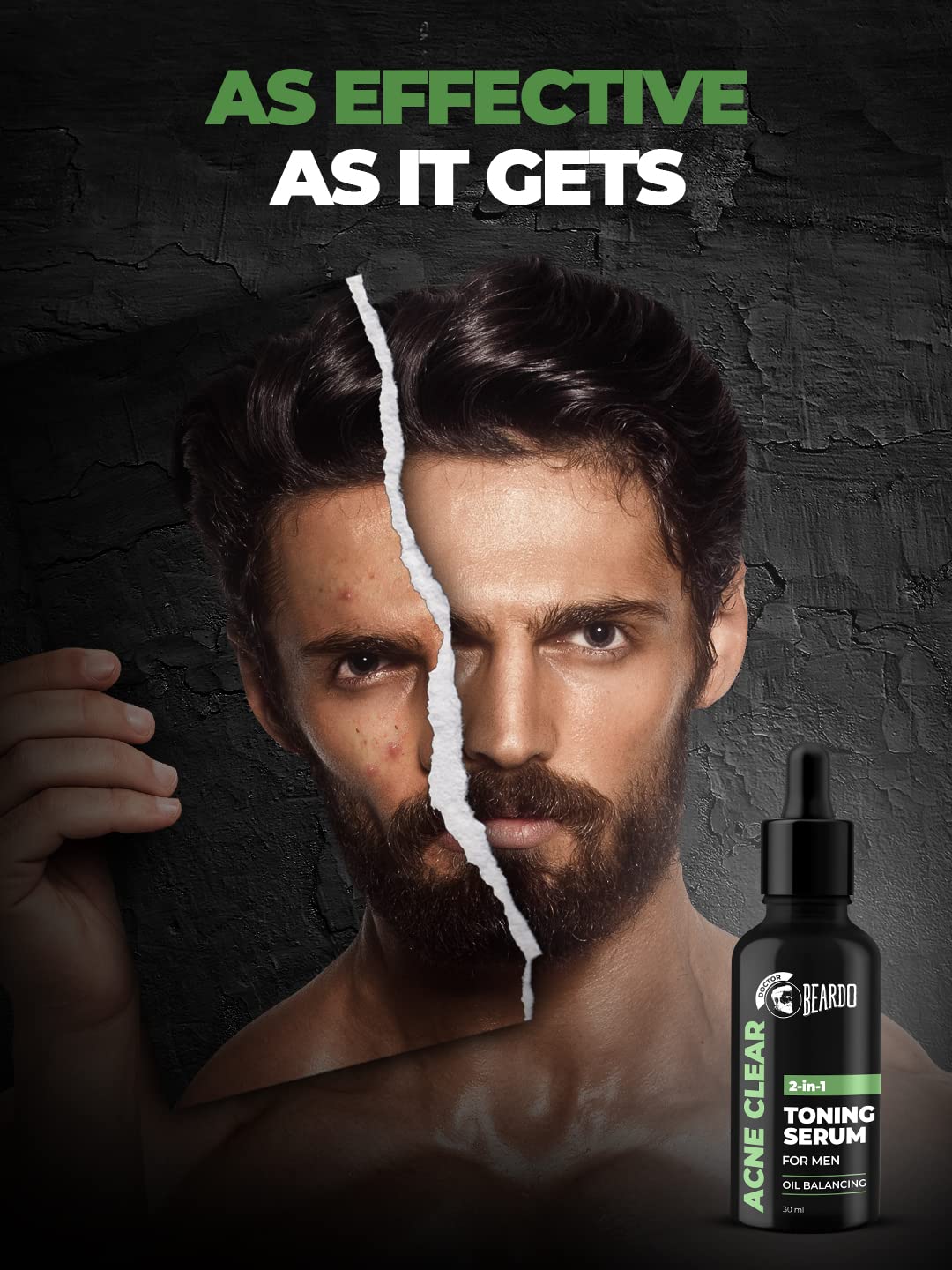 Beardo 2-in-1 Anti Acne Serum + Toner For Men, 30ml | Face Serum For Men | Acne Serum with AHA & Niacinamide | Reduces Pores & Acne Scars for Smooth Skin