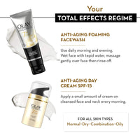 Olay Total Effects Giftpack - Day Cream with SPF 15 50gm + Cleanser 100g | Fights 7 Signs of Ageing | With Niacinamide and Green Tea Extracts | Normal, Oily, Dry, Combination Skin | Pack of 2