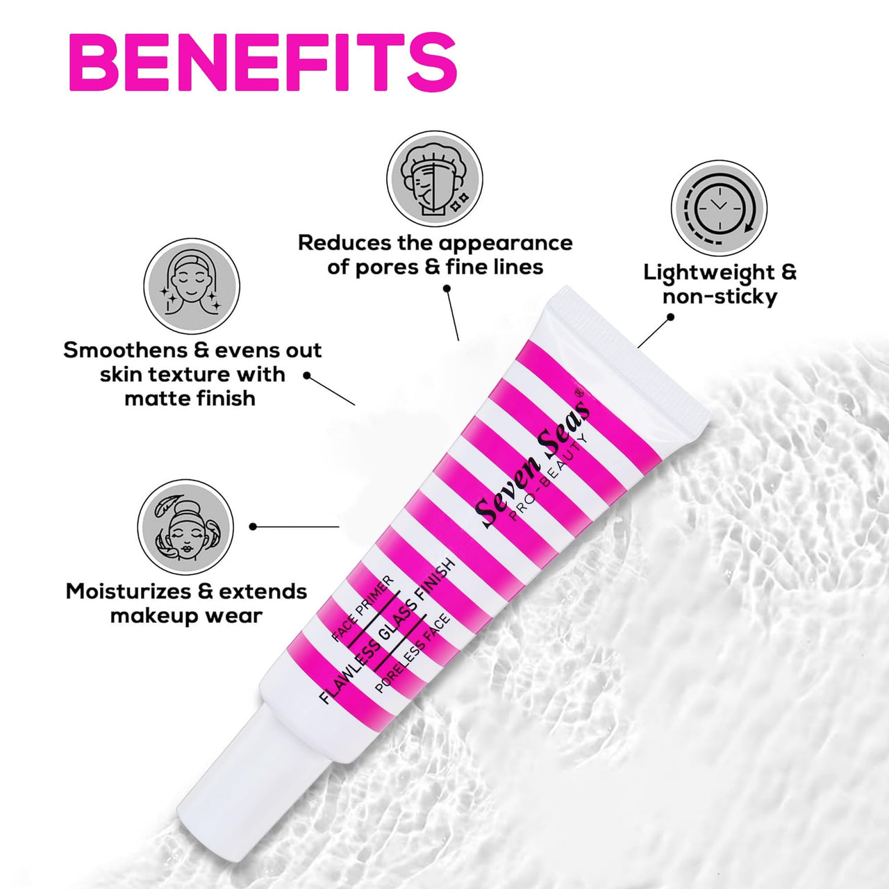 Seven Seas Face Primer, Face Glass Finish | Pore Blurring | Hydrating Oil Free