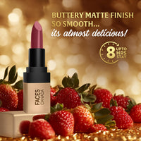 FACES CANADA Comfy Matte Velvet Touch Lipstick - Berry Smoothie 04, 4.2g | Velvety Matte Finish | 8HR Longstay | Intense Colour | Hydrating Lips | Smooth Application