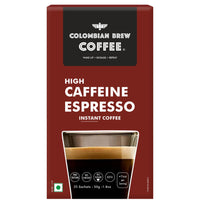 COLOMBIAN BREW COFFEE Colombian Brew High Caffeine Espresso Instant Coffee Powder, Strong, 50g