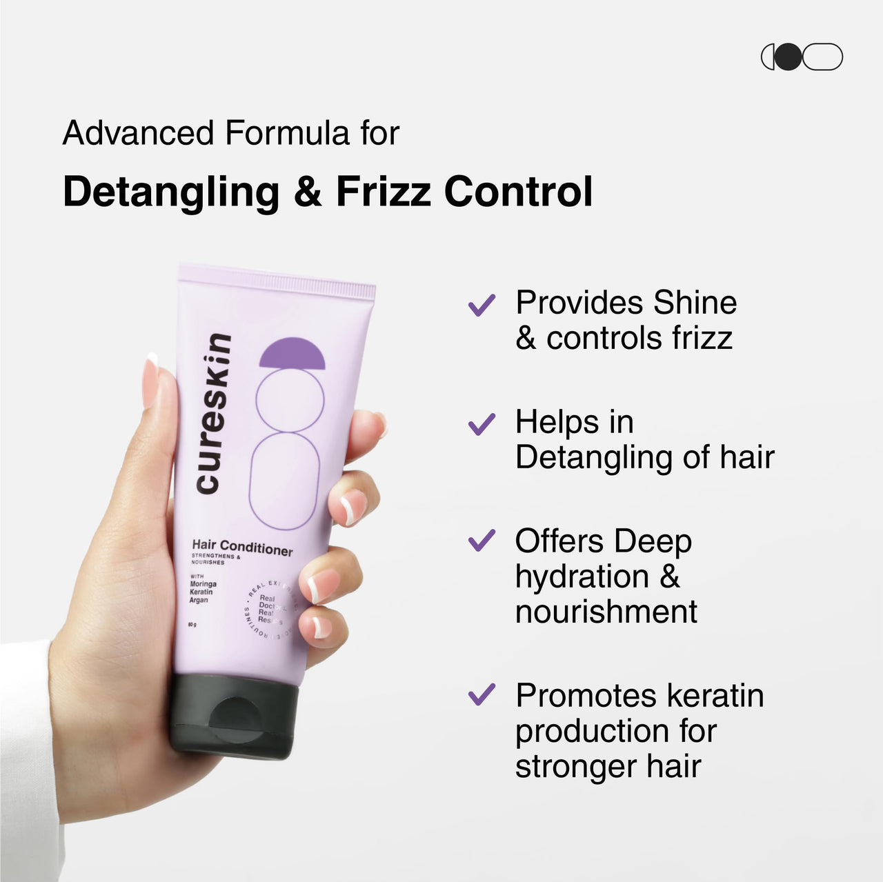 Cureskin Keratin Smooth Conditioner With Moringa, Keratin And Argan | Strenghtens And Nourishes For Damaged Hair, 80 Gram (Pack Of 1)