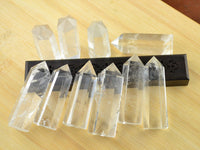 FHNP367 Natural Pink Rose Quartz, Clear Crystal, Black Obsidian Point Wands - 3 inch Healing Crystal 6 Faceted Prism Reiki Chakra Meditation Obelisk Tower Gift - Set of 3 Set of 3(obsidian+clear Quartz+rose Quartz)