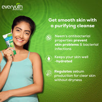Everyuth Naturals Purifying Neem Face Wash|Antibacterial Neem&Tea Tree Oil|Hydrated,Clear&Healthy Skin|Paraben Free|100% Soap Free|Oily,Dry,Normal,Combination&Sensitive Skin -150 G (Pack Of 2)