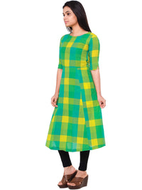 Cross Colors Women's  Cotton Angrakha Kurta M Emerald Green