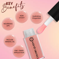 Colors Queen Lip Therapy Glossy Lip Gloss | Nourishing & Hydrating Formula| Lightweight, Highly Pigmented and One Swipe Application | Non Sticky Lip Gloss with Extra Large Applicator (01 - Strawberry, 4.8ml)