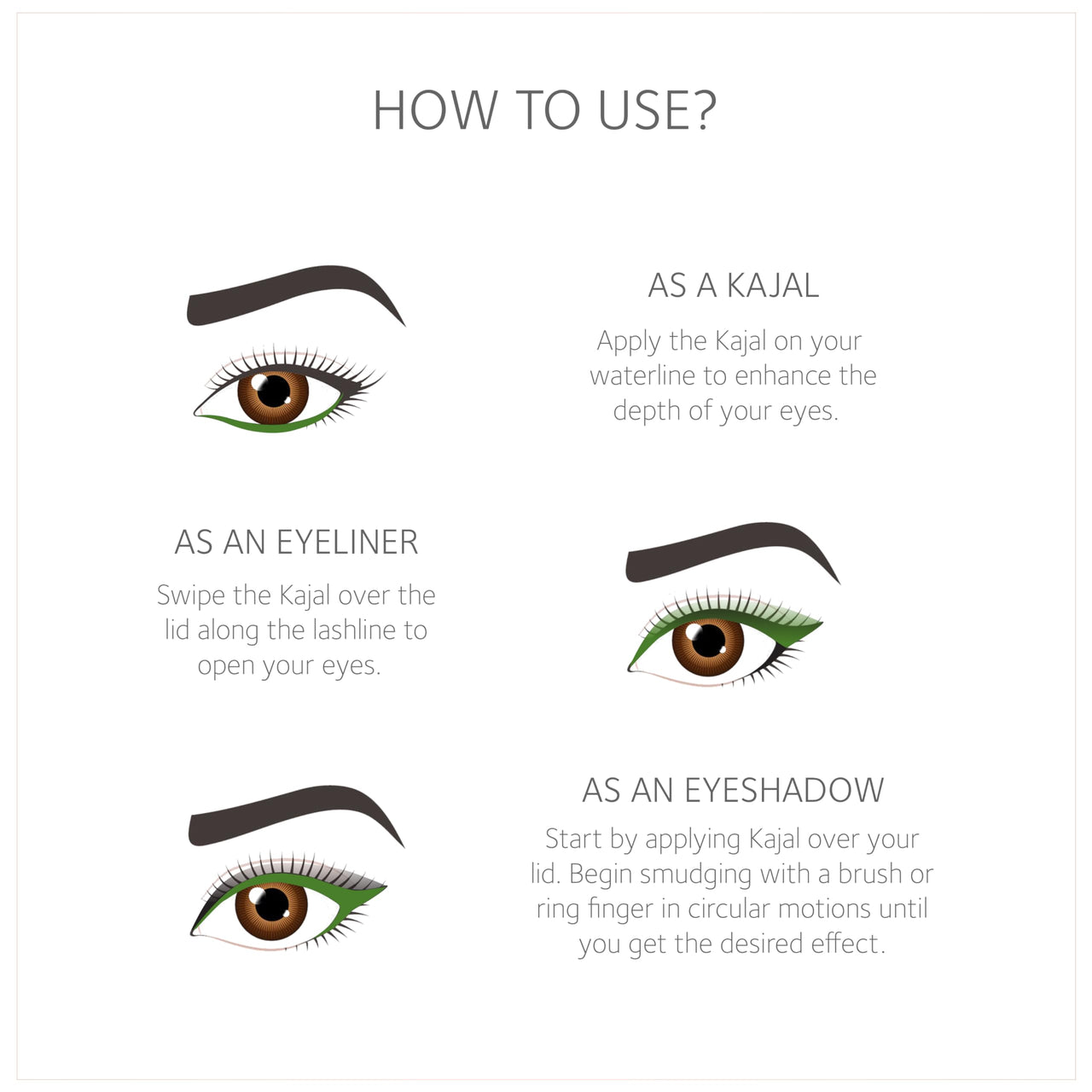 SoulTree Ayurvedic Kajal | Fern Green Kajal 001 | Green Shade| Enriched with 100% Organic Ghee, Almond Oil & Camphor | Soothe, Cool & Nourish Eyes | 3gm