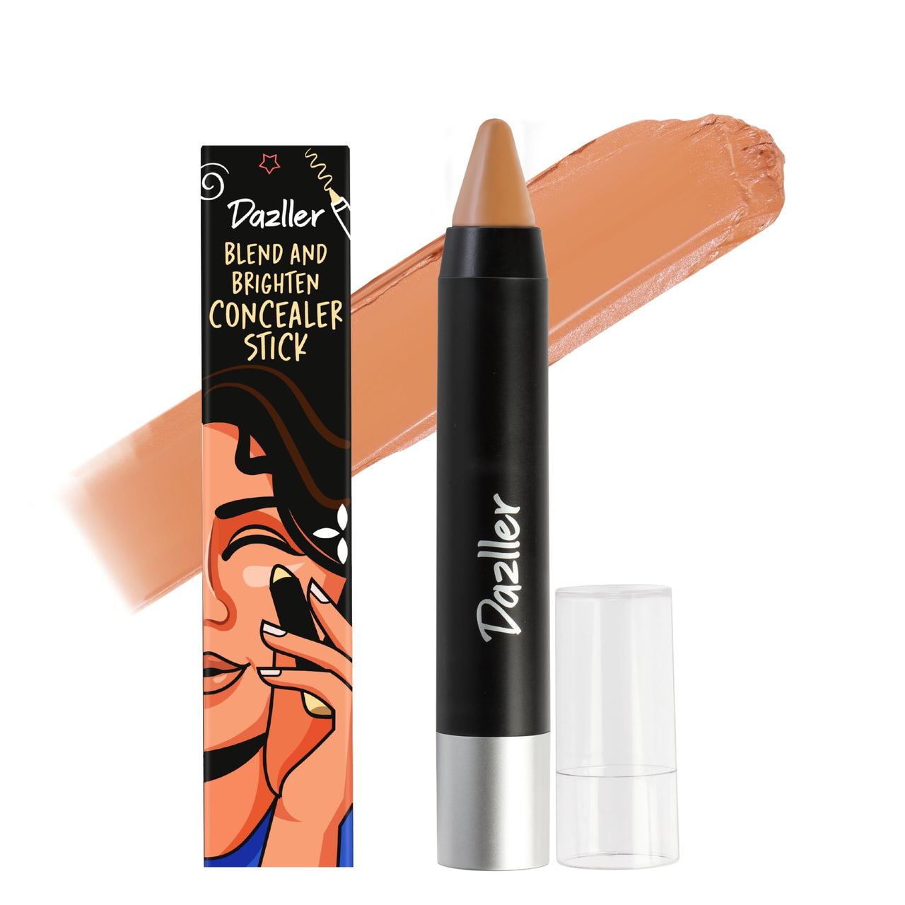Dazller Blend 'N Brighten Concealer Stick, Creamy, No Caking, Full Coverage, Long lasting, Water-resistant, 190 - Eastlake Gold, 4.5g