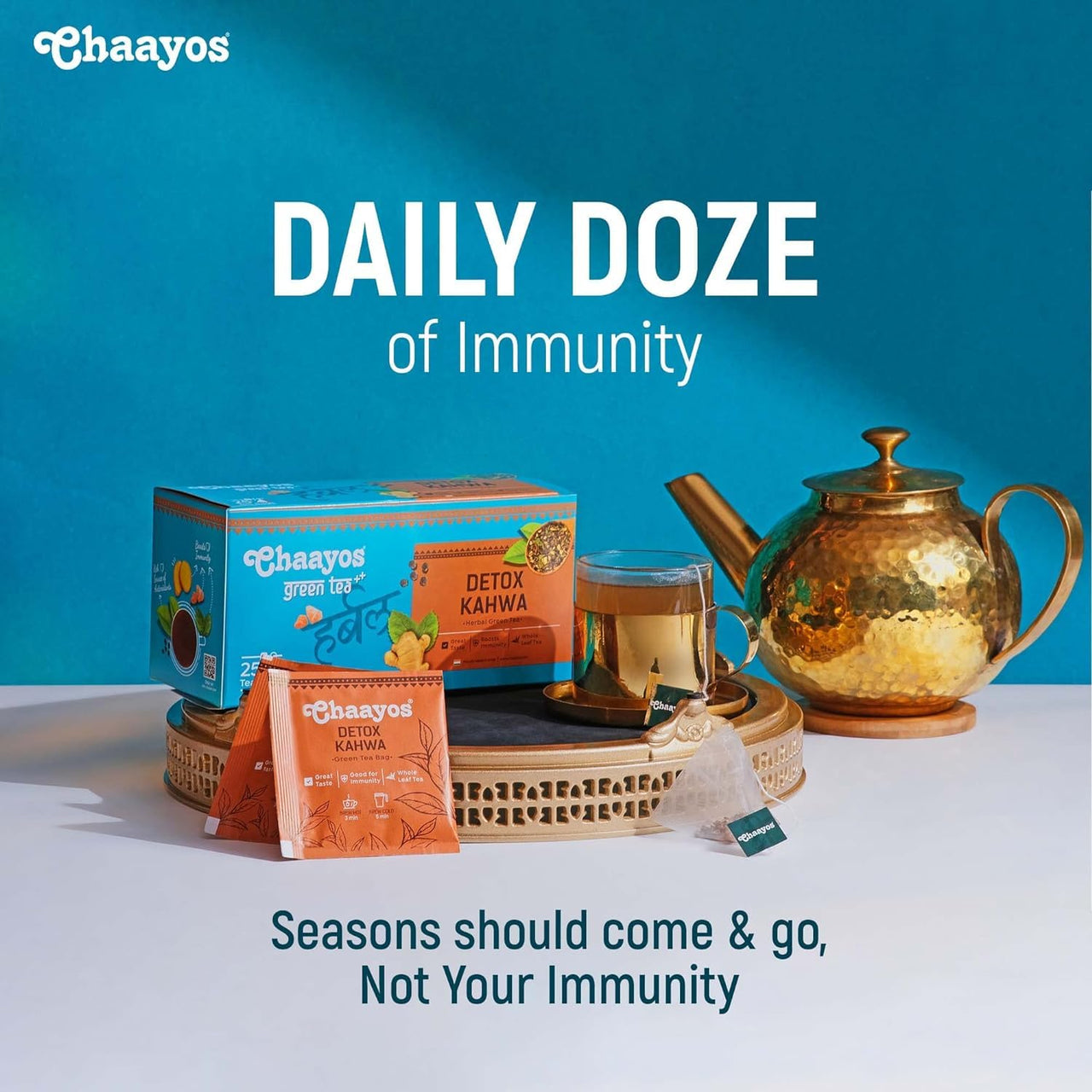 Chaayos Detox Green Tea - Desi Kahwa (25 Tea Bags) | Green Tea Bags | Desi Kahwa Green Tea | Green Tea For Digestion