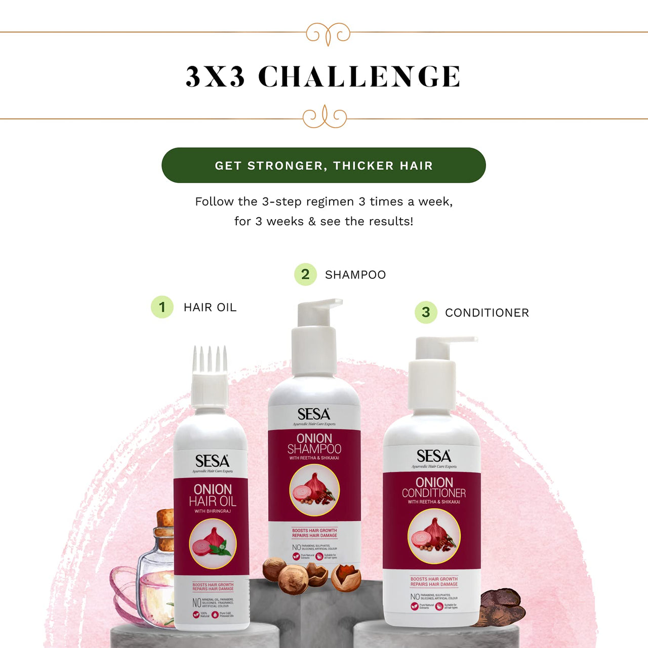 SESA Onion Hair Oil With Bhringraj & Ayurvedic Herbal Extracts | Now With Comb Applicator | Paraben Free & Sulphate Free | 200 Ml (Pack Of 1)