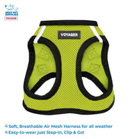 Voyager Step-in Air All Weather Mesh Harness and Reflective Dog 5 ft Leash Combo with Neoprene Handle, for Small, Medium and Large Breed Puppies by Best Pet Supplies - Lime/Black Trim, Medium Harness Leash Bundle (Lime/Black Trim) M (Chest: 16 - 18