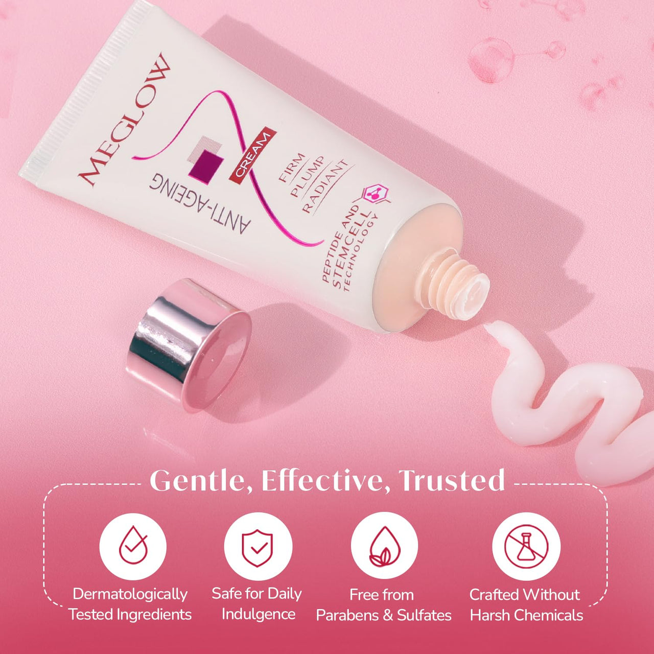 Meglow Anti Ageing Cream 30 gm Combo Pack of 2 with Pure Radiance|High Potency Peptides Firming Helps Hydrating, Toning, Brightens and Rejuvenating Dull Skin