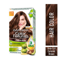 Garnier Color Naturals Crème hair color, Shade 5.32 Caramel Brown, 70ml + 60g & Garnier Color Naturals Crème hair color, Shade 3 Darkest Brown, 70ml + 60g