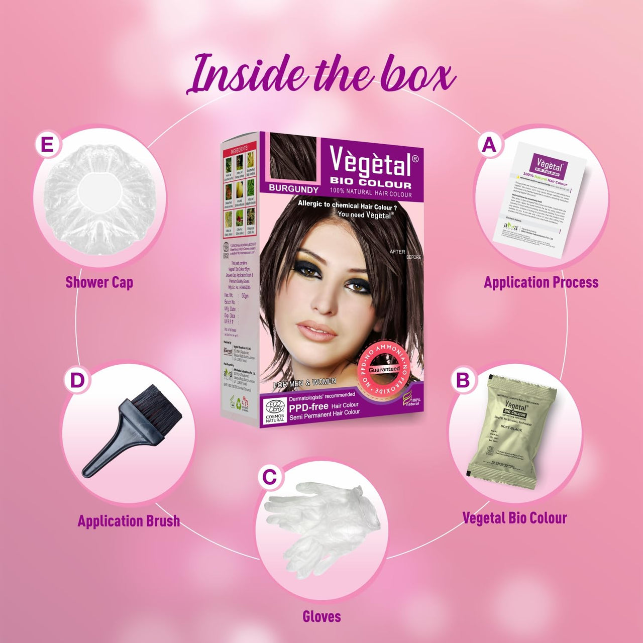 Vegetal Bio Colour, 50G, Pack Of 2, Burgundy