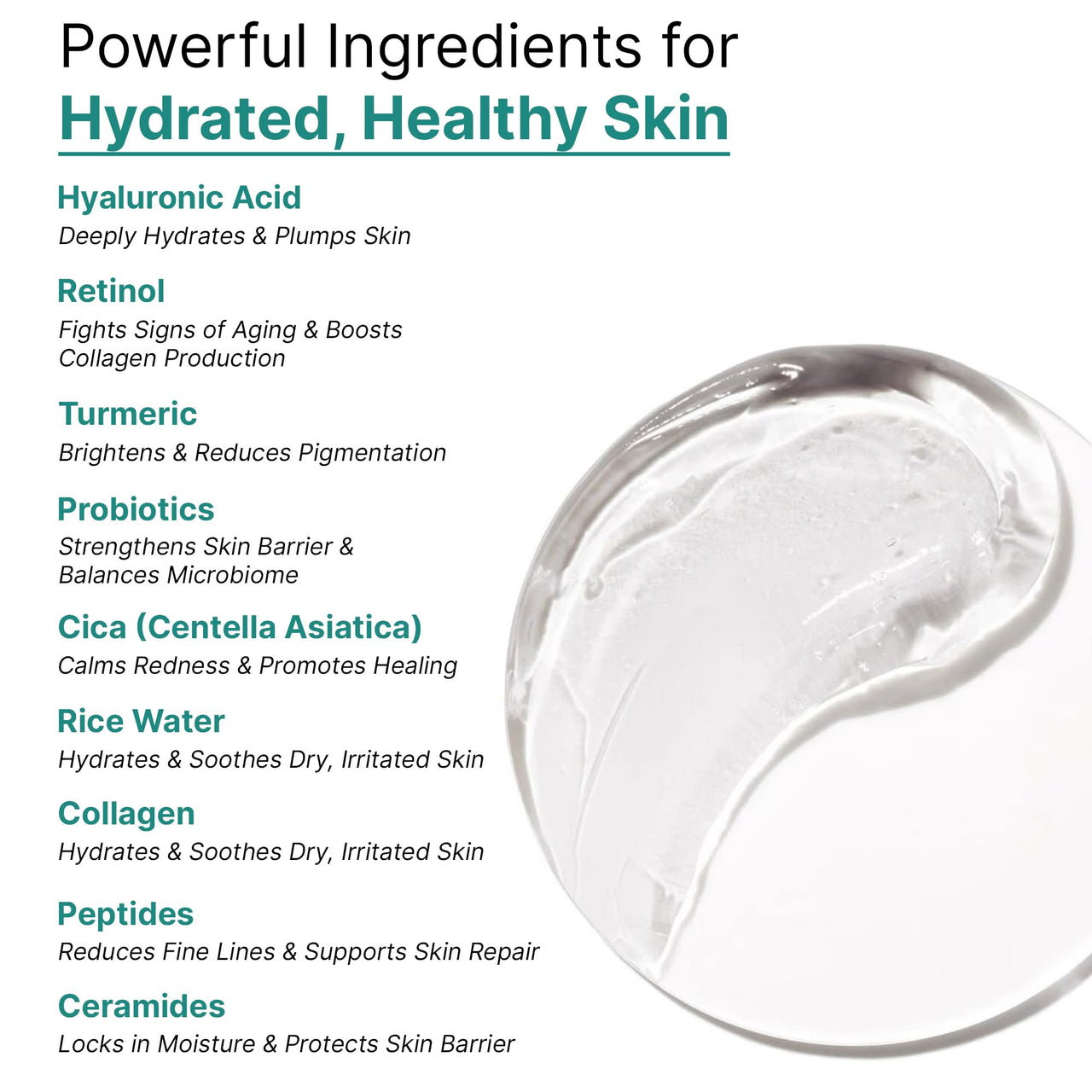 WildOak 72 hrs Advanced Hydrating Face Gel with 15 Skin Superfoods | Retinol, Hyaluronic Acid, Probiotics, Collagen, Peptides & Ceramides | Boosts Elasticity & Anti-Aging | Improve Barrier | 100gm