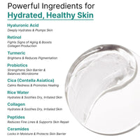 WildOak 72 hrs Advanced Hydrating Face Gel with 15 Skin Superfoods | Retinol, Hyaluronic Acid, Probiotics, Collagen, Peptides & Ceramides | Boosts Elasticity & Anti-Aging | Improve Barrier | 100gm