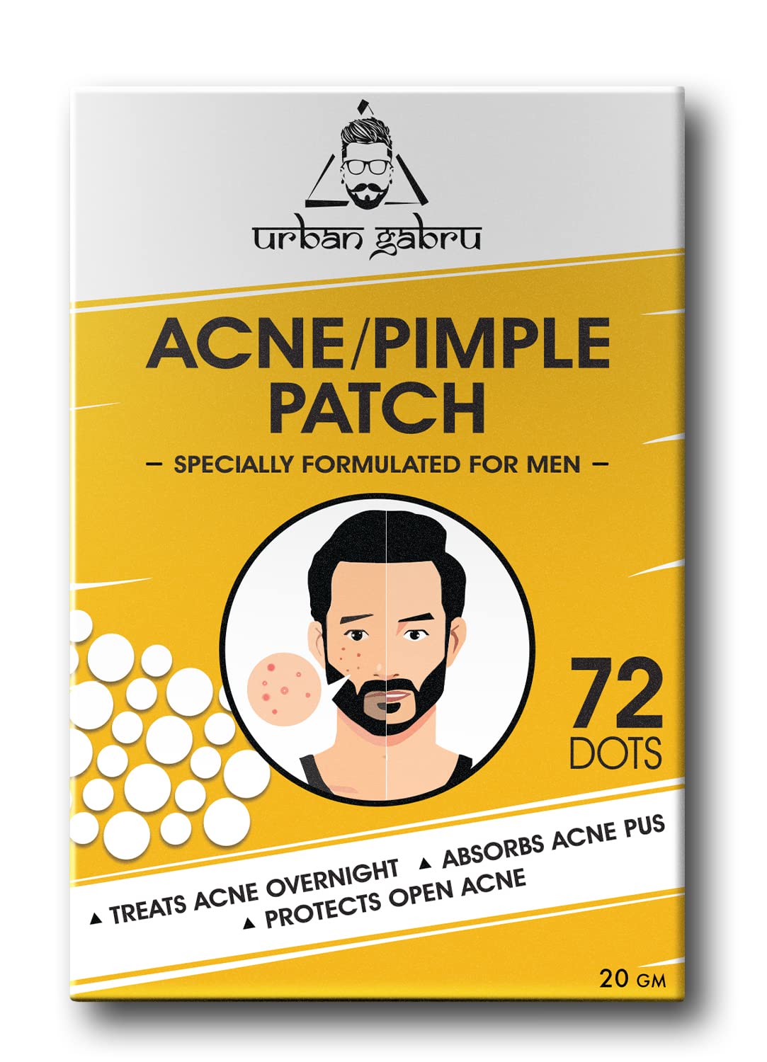 UrbanGabru Acne Pimple Patch - 72 Invisible Facial Stickers | Active Acne Absorbing Patch | Reduces Pimple Overnight | Reduces Excess Oil | For All Skin Types