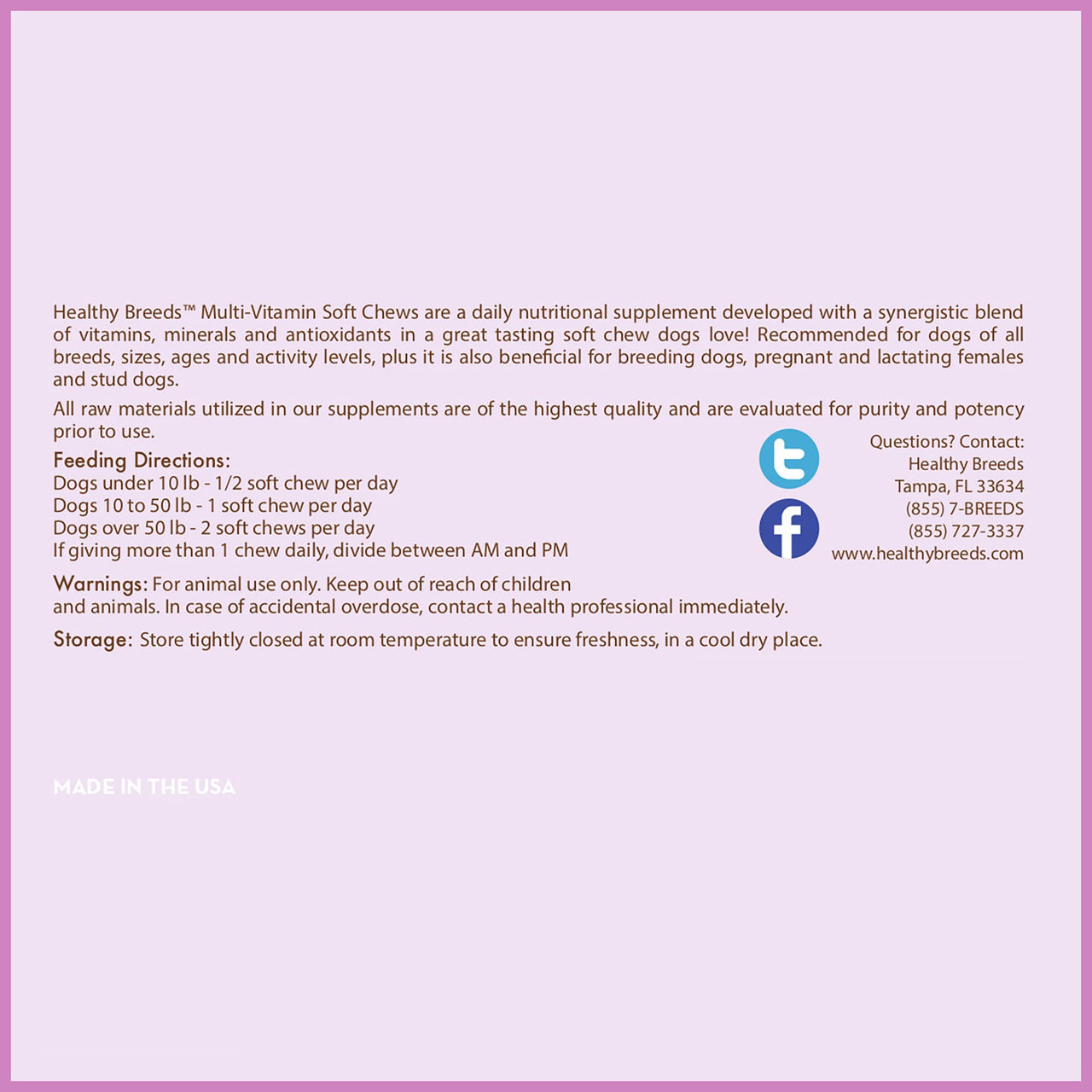 Healthy Breeds Pit Bull Multivitamin for Dogs - Vet Recommended Daily Supplement - Bacon Flavored - 60 Soft Chews Pit Bull, Brown 60 Ct