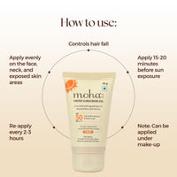 moha: Tinted Sunscreen Gel SPF 50 +++ | Matte, Oil-Free, Water-Resistant & Lightweight | No White Cast, Broad Spectrum Protection (50g)