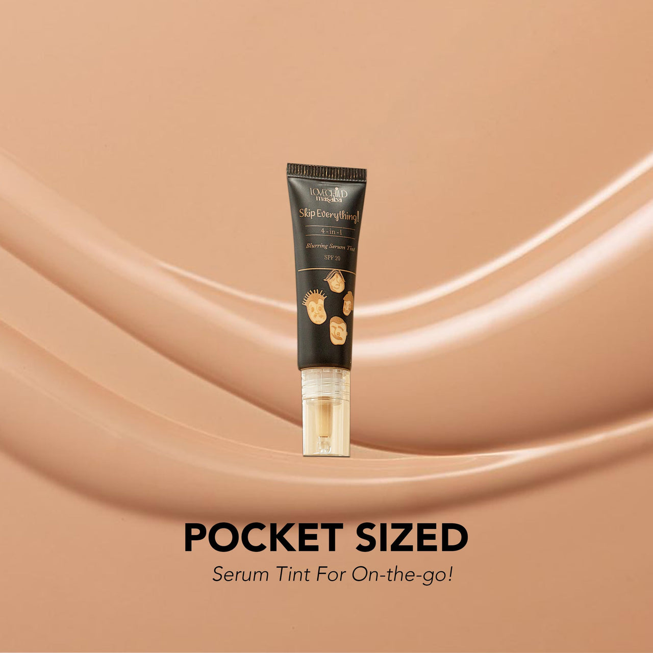LoveChild Masaba Skip Everything 4-in-1 Skin Tint, Primer, Moisturizer, Sunscreen SPF 20 & Foundation, Blurring Serum Tint, Seamless Coverage & Natural Finish, Bossy Babe (Caramel) 10ml