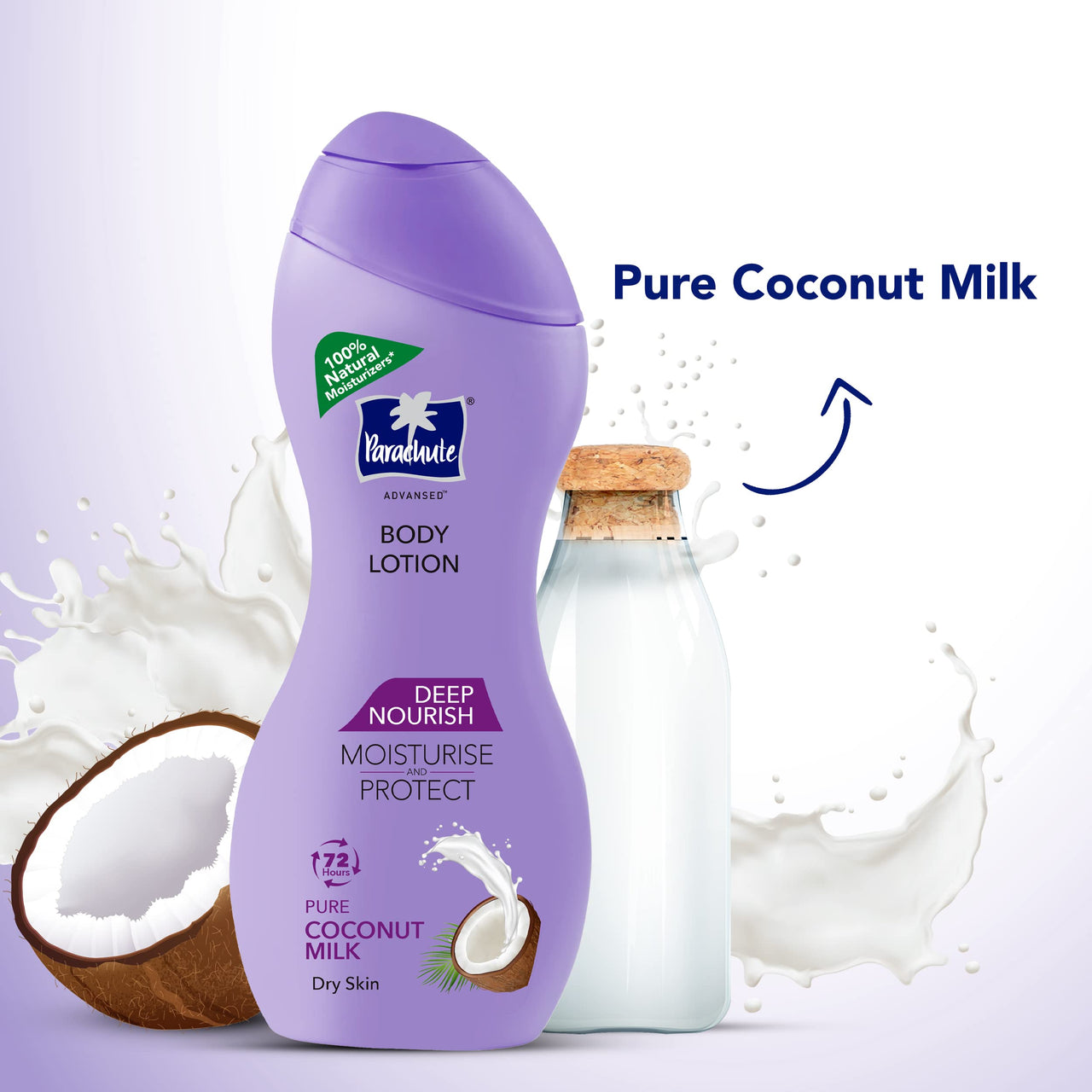 Parachute Advansed Jasmine Coconut Hair Oil with Vitamin E for Healthy Shiny Hair, Non-sticky, 500ml & Parachute Advansed Deep Nourish Body Lotion for Women & Men, Dry Skin, 250ml
