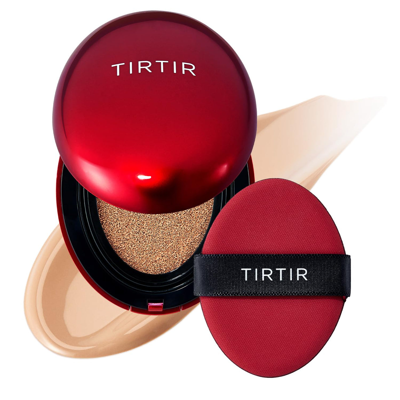TIRTIR Mask Fit Red Cushion Foundation, Full coverage, Skin fit, Satin Glow Finish, Korean Cushion Foundation #25N MOCHA, 18g
