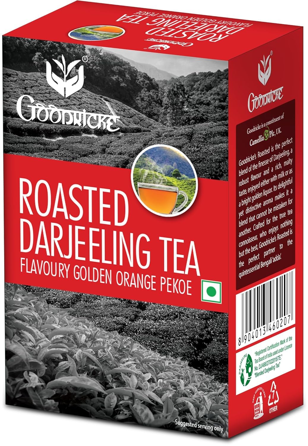 GOODRICKE Roasted Darjeeling Tea - 250gm (Pack of 1) | 100% Pure & Original Long Leaf Chai | Flavoury Golden Orange Pekoe | Premium Black Loose Leaves Tea with Rich Taste & Flavor