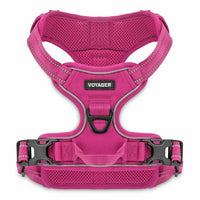 Dog Harness Dual Leash Attachment No-Pull Control Adjustable Soft but Strong Pet Harness for Medium and Large Dogs with 3M Reflective Technology - Fuchsia, M (Chest: 20 - 25