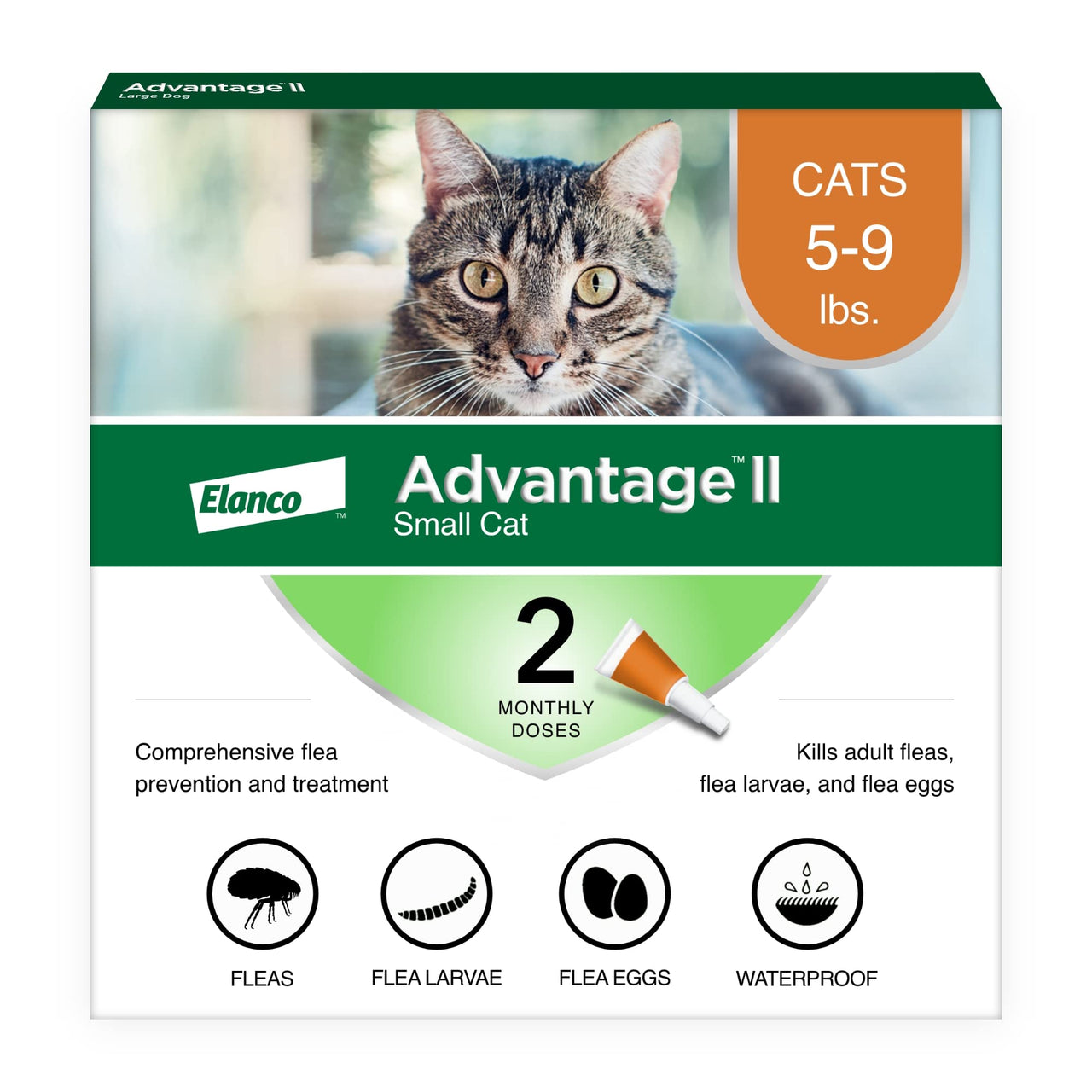 Advantage II Small Cat Vet-Recommended Flea Treatment & Prevention | Cats 5-9 lbs. | 2-Month Supply 2 Pack Small Cat only