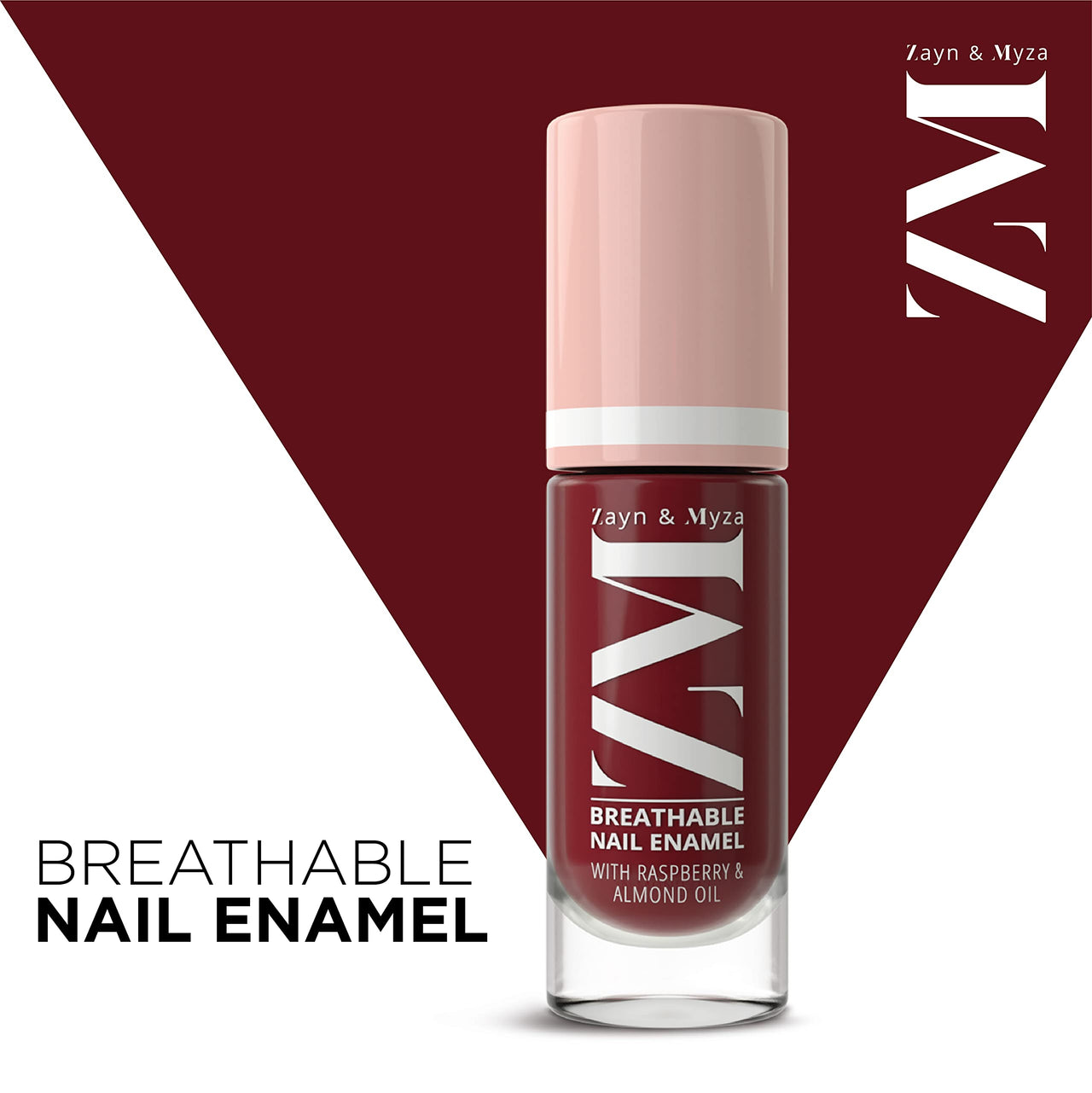 ZM Zayn & Myza Breathable Nail Enamel - Red Velvet | Smooth Application | Quick-Drying I Longlasting I Chip-Defiant I Water Permeable | Glossy Finish | 100% Vegan, 6 ml
