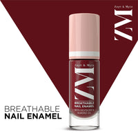 ZM Zayn & Myza Breathable Nail Enamel - Red Velvet | Smooth Application | Quick-Drying I Longlasting I Chip-Defiant I Water Permeable | Glossy Finish | 100% Vegan, 6 ml