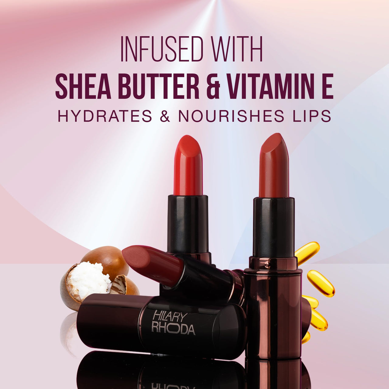Hilary Rhoda Creamy Touch Lipstick | Infused with Olive Oil, Shea Butter & Vitamin E | Highly Pigmented & Creamy Texture | Long Lasting & Keeps Lips Moisturising - 4g (Red Sugar - Shade 10)