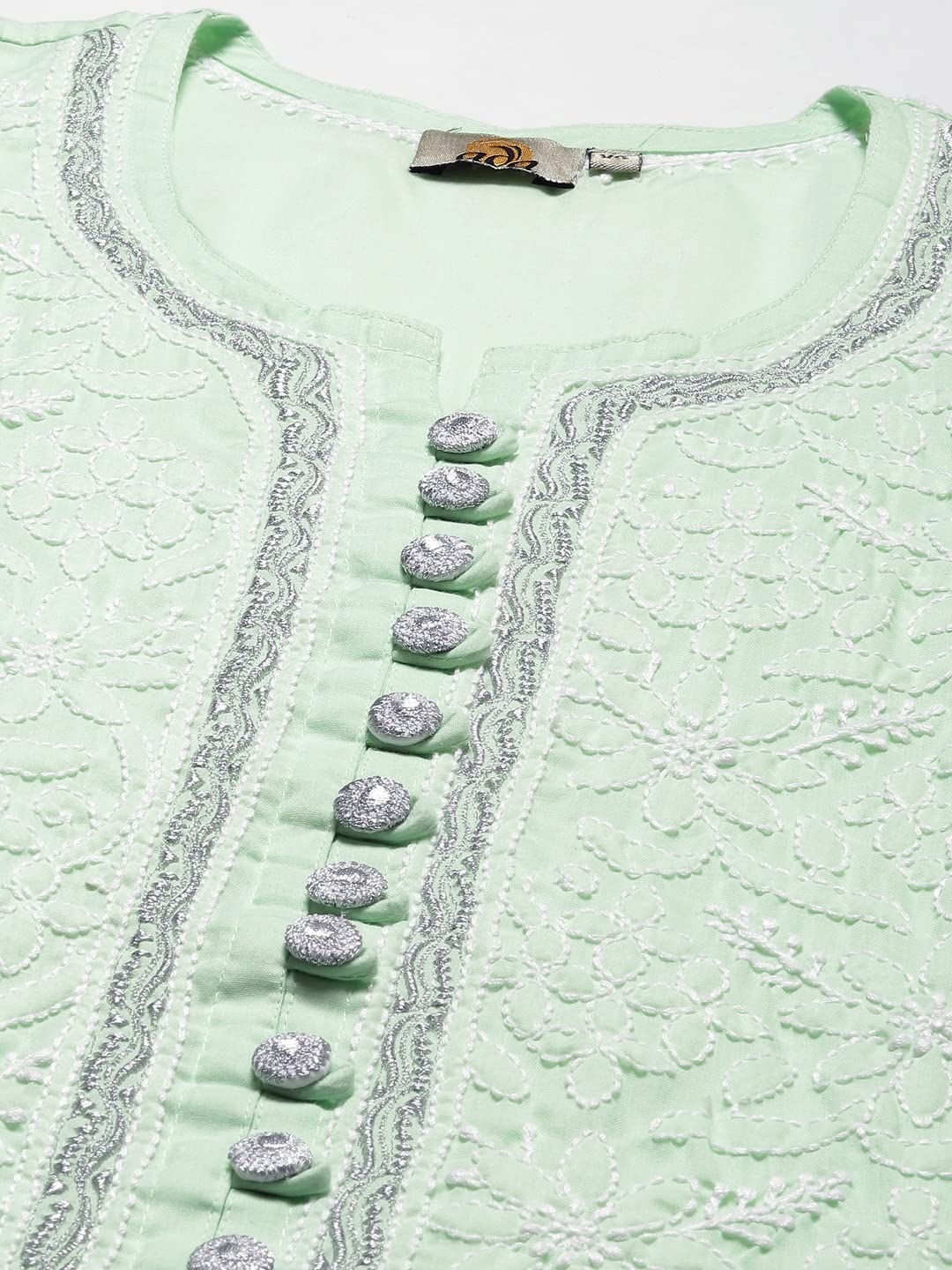 Ada Women's  Hand Embroidered Lucknowi Chikankari Cotton Straight Short Top Kurti A178625