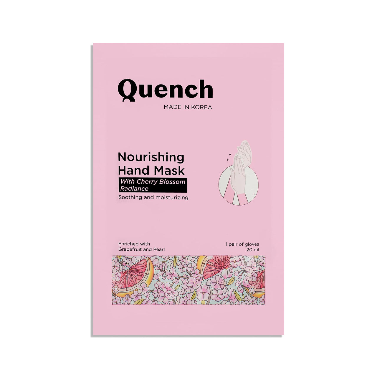 Quench Nourishing Hand Mask | Hydrates & Brightens Hands | Nourishes Nails & Cuticles | Leaves Hands Smooth & Supple | Manicure Kit | Made In Korea (1 Pair Of Gloves, 20Ml)