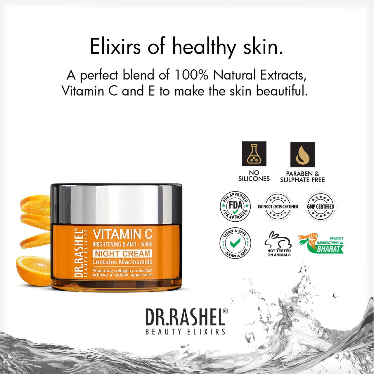 DR.RASHEL Vitamin C Night Cream Enriched with a Powerful Combination of Vitamin C & Collagen (50gm) | Fight Against Fine lines & Wrinkles | Helps Revitalizing & Nourishing the Skin | For Men & Women