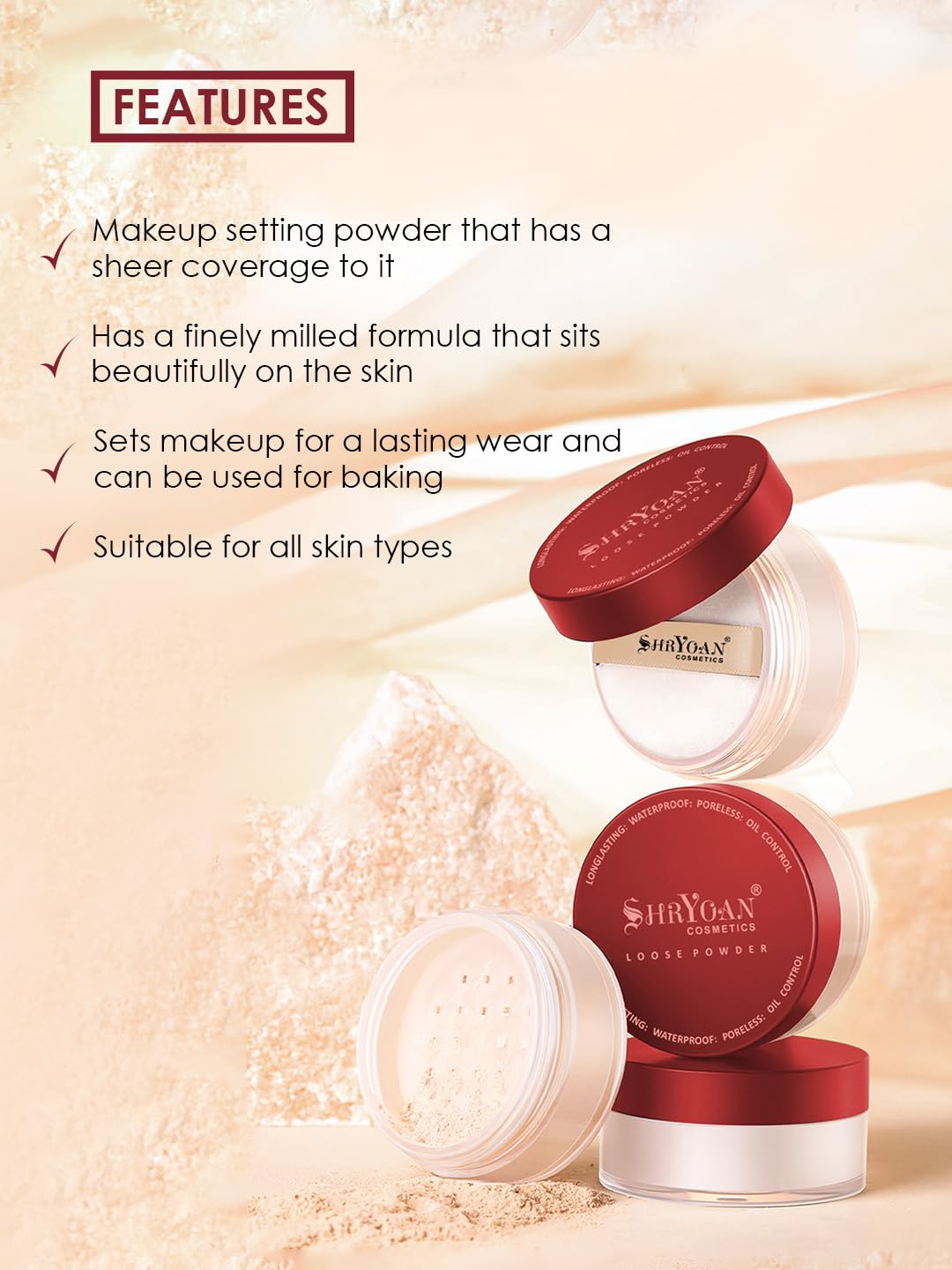 Shryoan Loose Powder with Matte Lipstick & BB Cream Makeup Kit for Women Daily Use