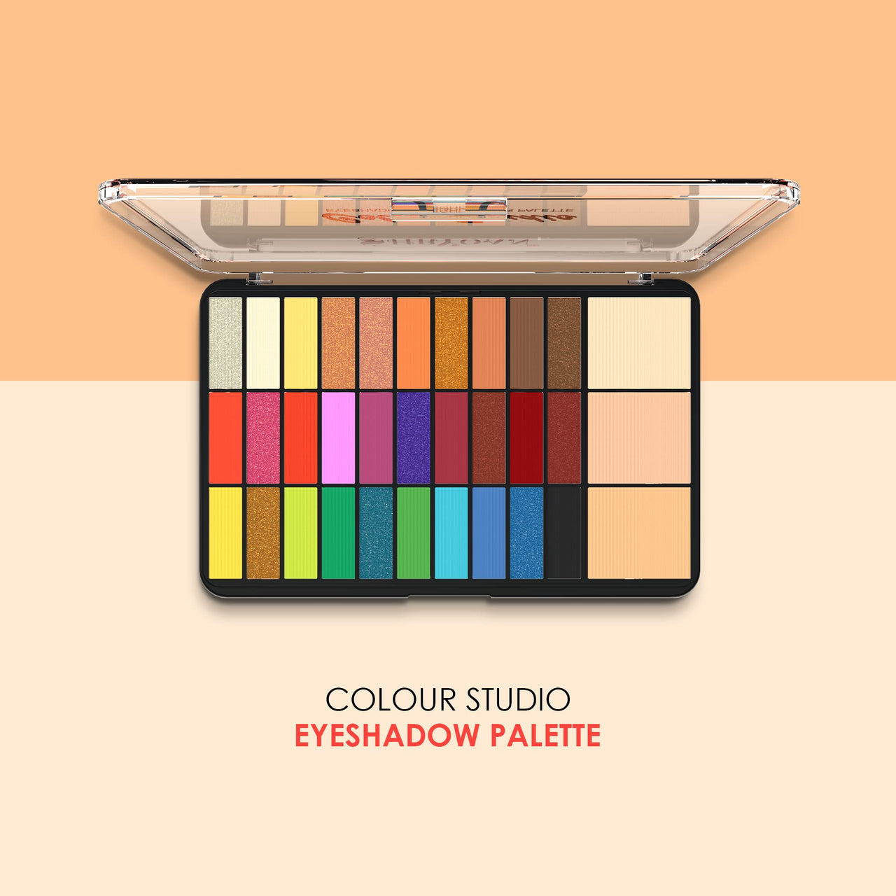 Shryoan Color Studio Eyeshadow & Highlighter Palette | 30 Colorful Shimmer Eyeshadow & 3 Compact | Highly Pigmented & Shimmery Matte Finish | (38 gm) (Shade 02)