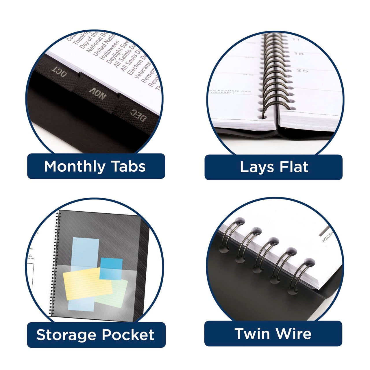 AT-A-GLANCE 2024 Monthly Planner, 9” x 11”, Large, Monthly Tabs, Pocket, Contemporary, Charcoal (70260X4524) 2024 New Edition