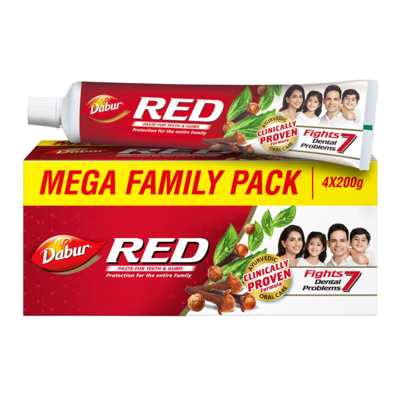 Dabur Red Toothpaste - 800g (200g x 4) | World's No.1 Ayurvedic Paste | Provides Germ Protection, Cavity Protection, Plaque Removal | Prevents Gum Bleeding, Yellow Teeth, Toothache, Bad Breath