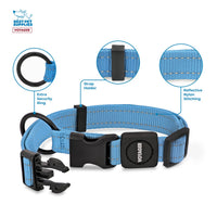 Voyager Reflective Dog Leash Collar Set with Neoprene Handle Supports Small, Medium, and Large Breed Puppies, Cute and Heavy Duty for Walking, Running, and Training - Baby Blue, L