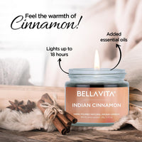 Bella Vita Organic Soy Wax Aroma Candles Set Of 4 Scented Aromatic Fragrance Vanilla, Cinnamon, Lavender & Rose For Gifting Home, 60 Gms Each,Up To 15 Hours Burn Time